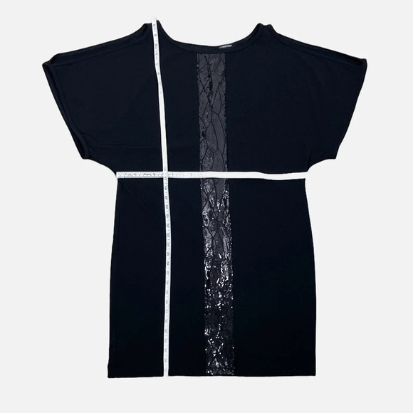 Lundstrom Midi Dress Sequins Cold Shoulder Black Keyhole Size Medium Party - Picture 8 of 9